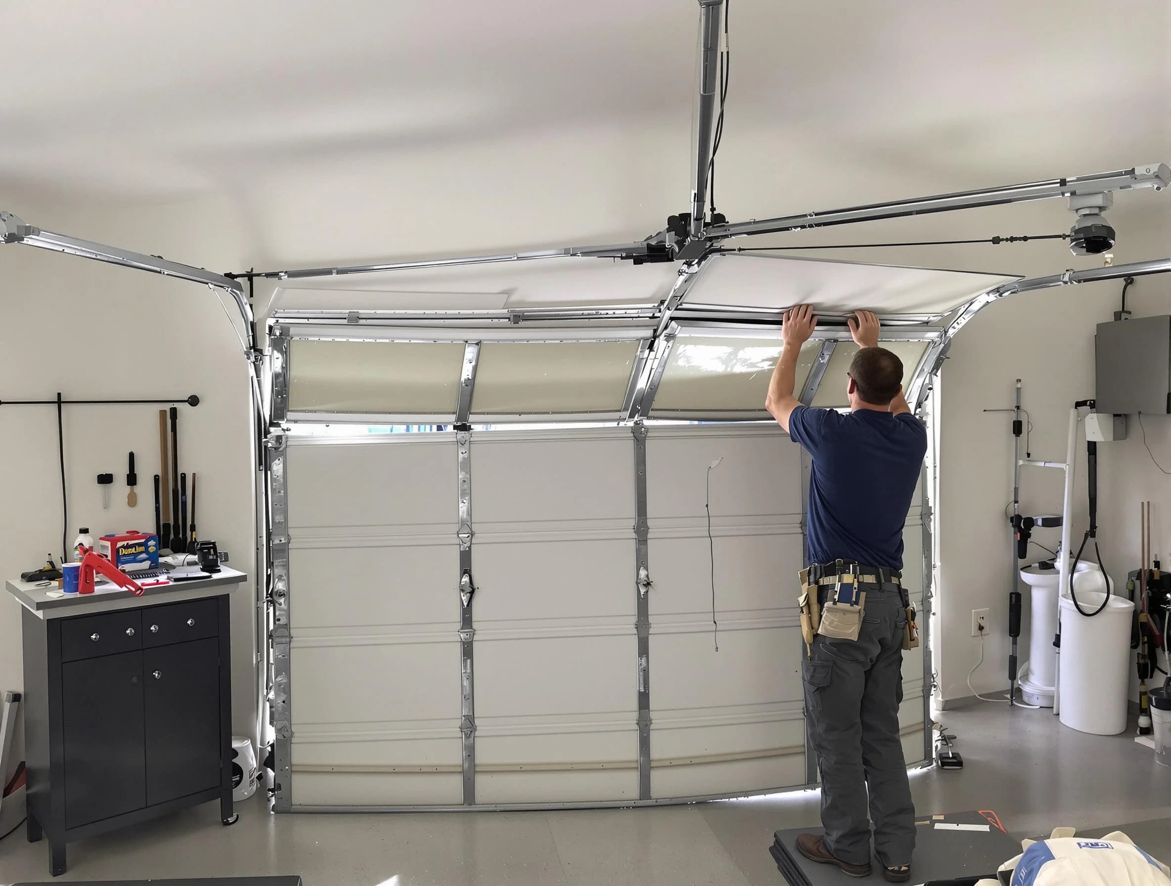 Bensley Garage Door Repair specialist performing precise section replacement on Bensley garage door