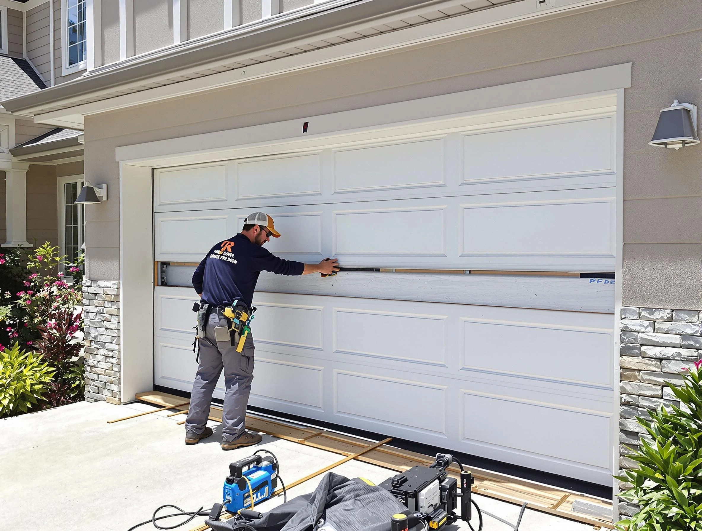 Bensley Garage Door Repair team performing complete garage door replacement at Bensley residence