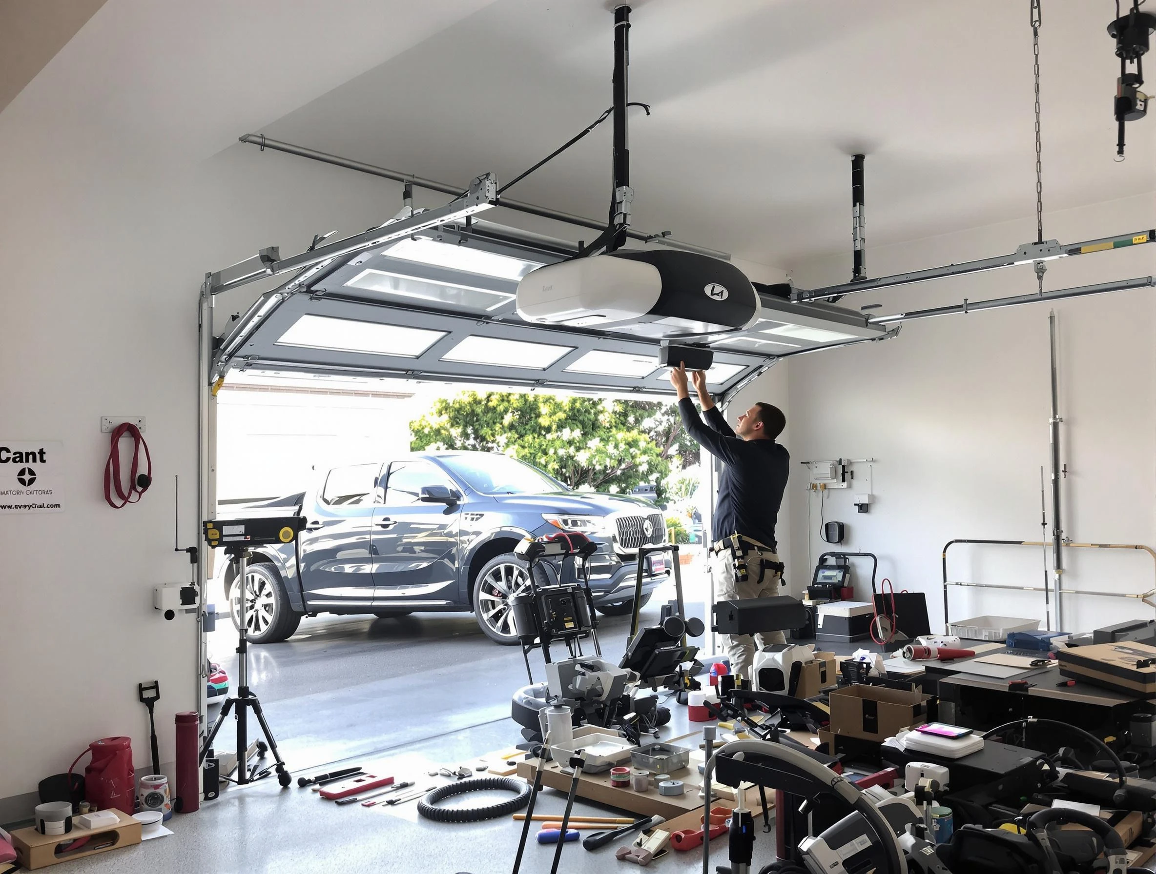 Bensley Garage Door Repair specialist installing smart garage door opener system in Bensley home