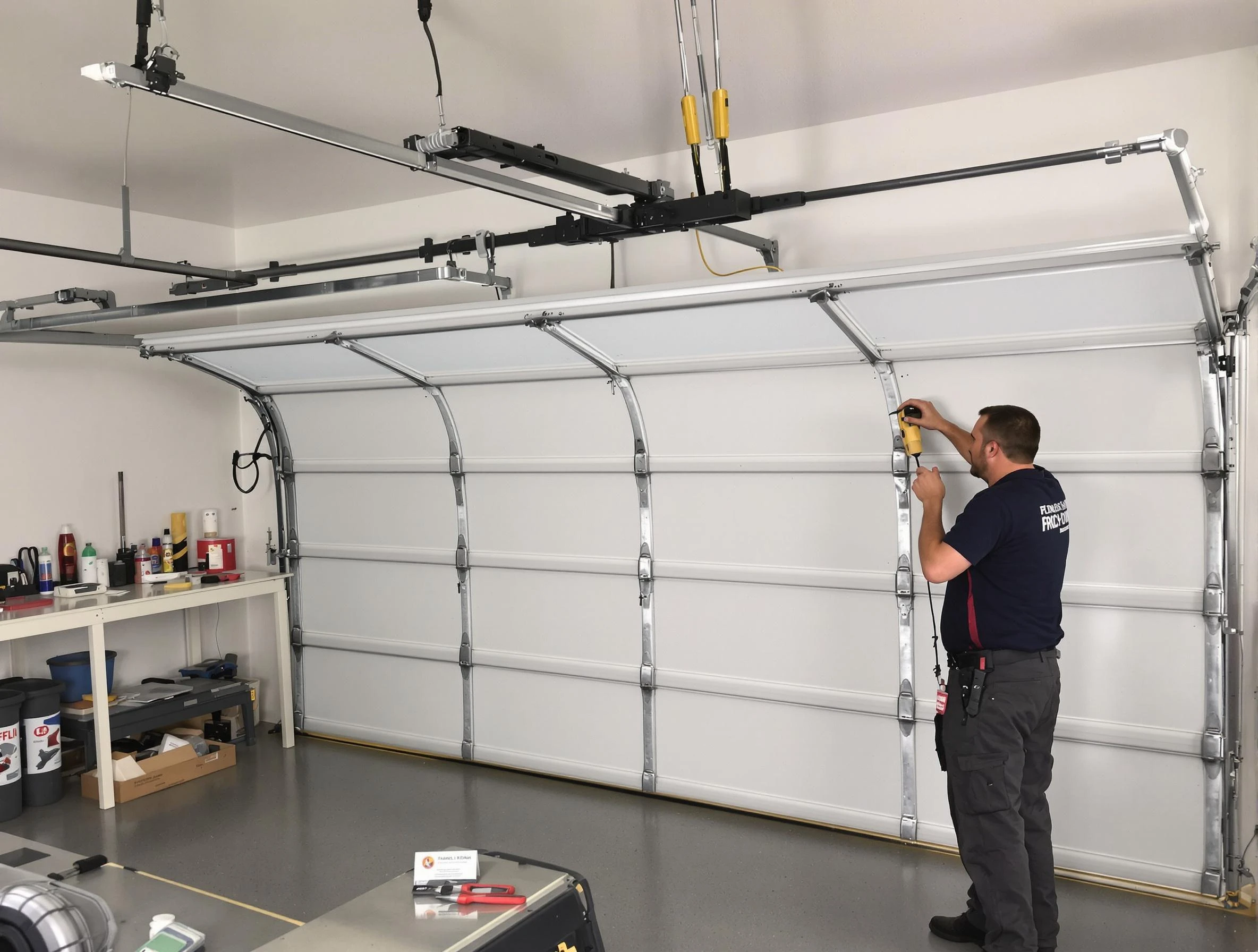 Bensley Garage Door Repair certified technician performing overhead door system repair in Bensley