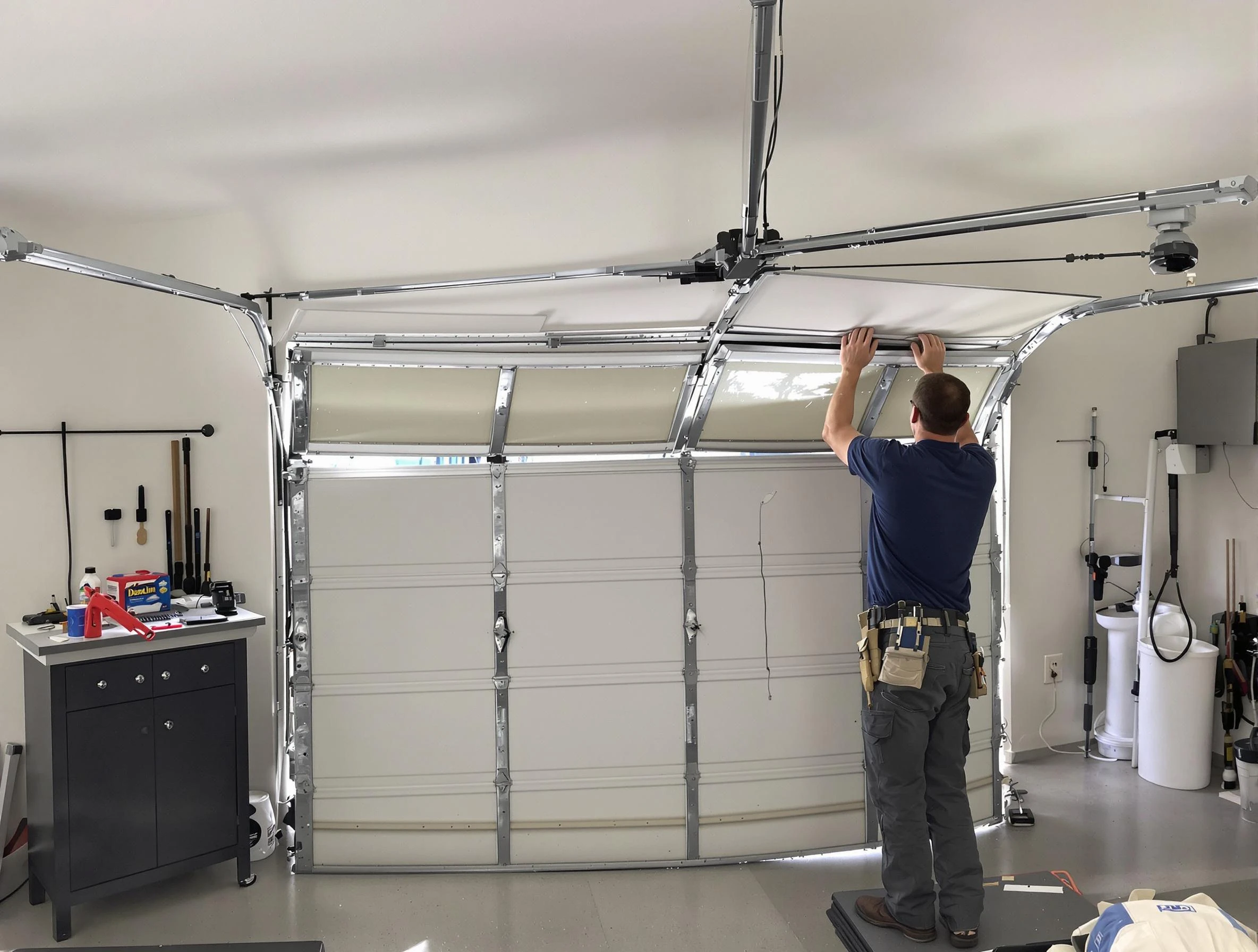 Bensley Garage Door Repair specialist performing precise section replacement on Bensley garage door